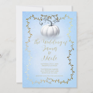 Invitation Histoire de Livre Doré Bleu Mariage Citrouille Bla