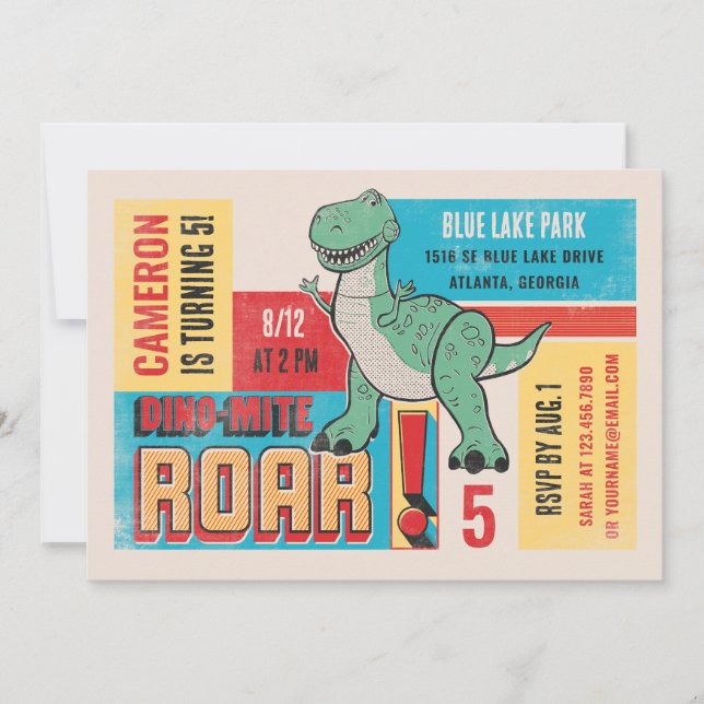 Invitation Histoire du jouet | Anniversaire de enfant Dino Re (Devant)