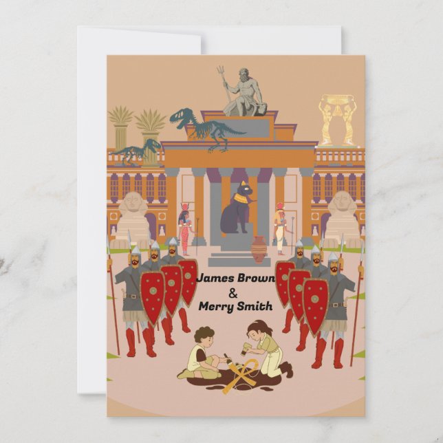 Invitation Histoire du musée Dinosaur Amour Enfants Mariage (Devant)