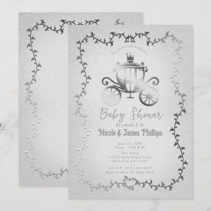 Invitation Histoire Élégante de Carrosse en Argent pour Baby 