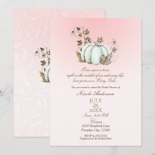 Invitation Histoire Livre rose blanc Citrouille Fairy Tale Br