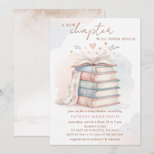 Invitation Histoire nouveau chapitre Fête de bébé de genre ne