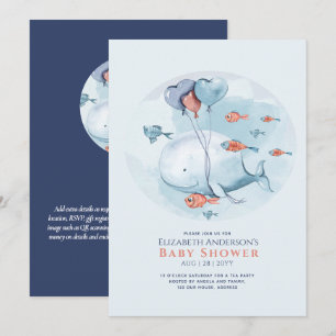 Invitation Histoire Ocean Life BABY SHOWER Blue Whale Invita