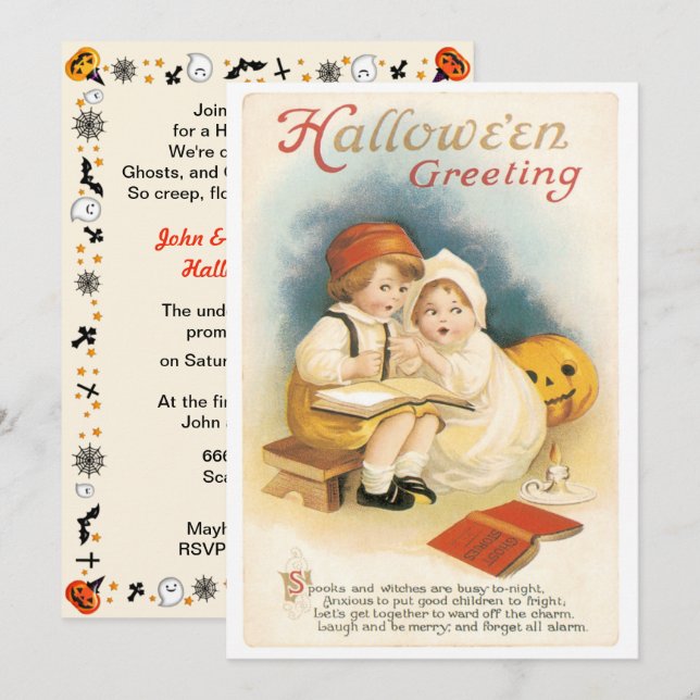Invitation Histoires de fantômes vintages Halloween (Devant / Derrière)
