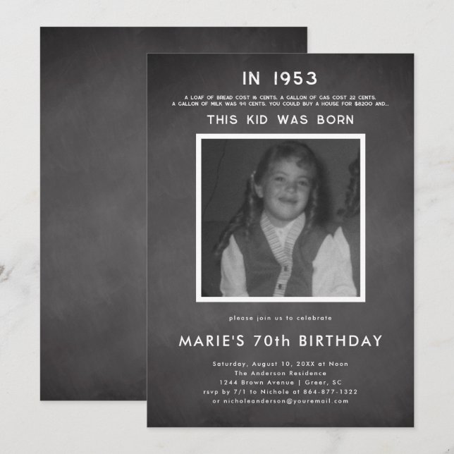 Invitation Historique des pop | Photo fête d'anniversaire (Devant / Derrière)