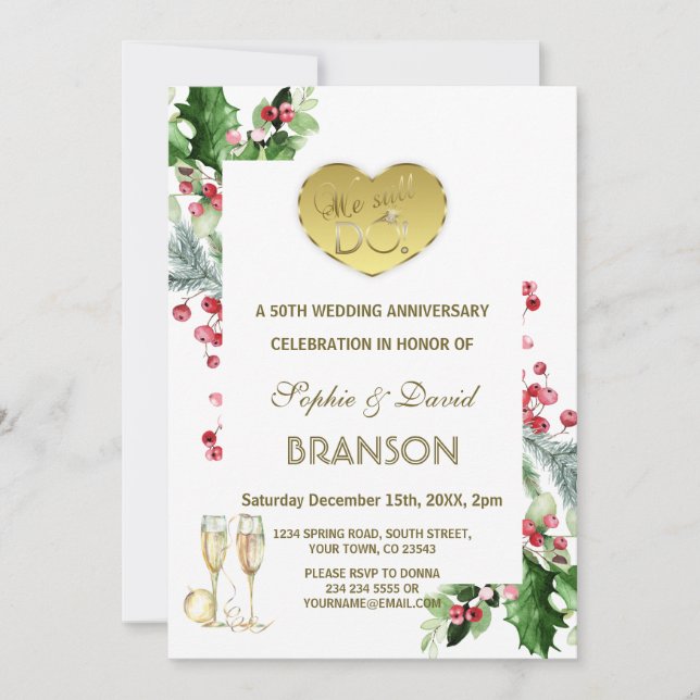 Invitation Hiver 50e anniversaire de Mariage Nous le faisons  (Devant)