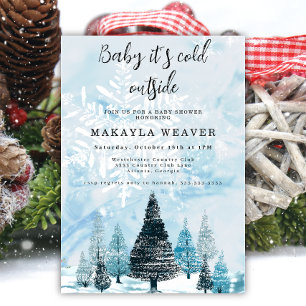 Invitation Hiver à feuillage persistant bébé son froid extéri