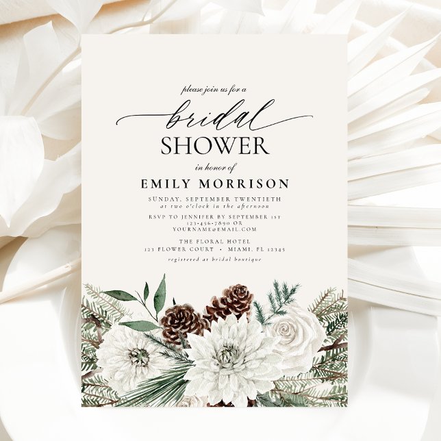 Invitation Hiver À feuillage persistant Élégante douche nupti (Créateur téléchargé)