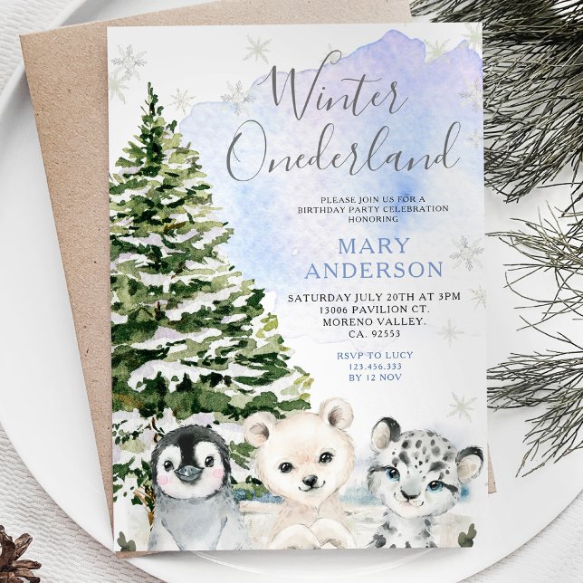 Invitation Hiver Animaux de l'Arctique Anniversaire (Créateur téléchargé)