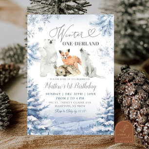 Invitation Hiver Anniversaire Arctique Animaux Premier annive