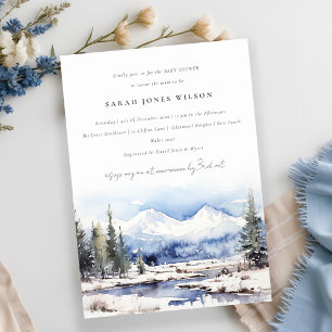 Invitation Hiver Baby shower paysager de ski de montagne de n
