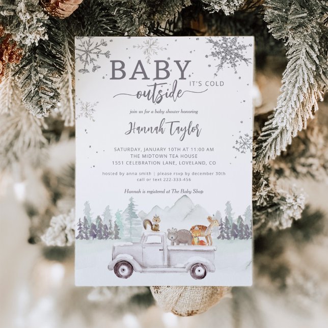 Invitation Hiver Bébé boisé Il fait froid dehors Baby shower (Créateur téléchargé)