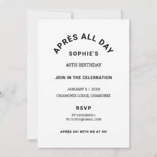 Invitation Hiver Black Après toute la journée 40e fête d'anni