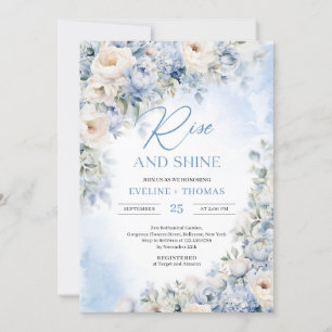Invitation Hiver bleu poussiéreux et les fleurs d'ivoire s'él
