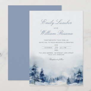 Invitation Hiver Blue Pine Snow Mounts Mariage