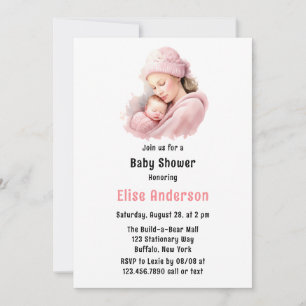 Invitation Hiver Blush rose mère et enfant Baby shower fille