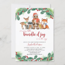 Hiver Bois Animaux Baby shower de Noël