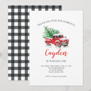Invitation Hiver Camion Rouge Premier anniversaire