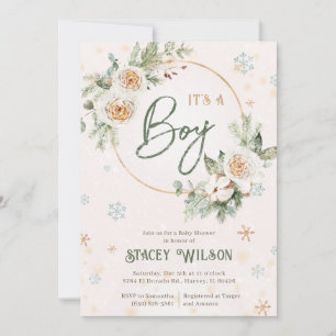 Invitation Hiver C'est un Baby shower Garçon Saupoudrer Vert