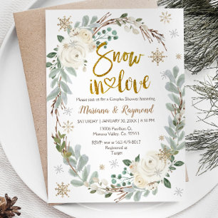 Invitation Hiver Creamy Floral Neige En Amoureux Couples Douc