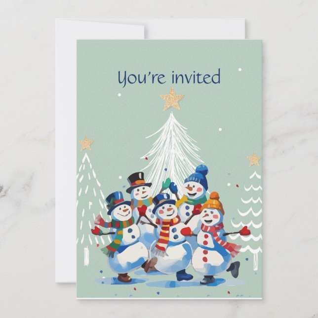Invitation Hiver Custom Anniversaire Fête Joyeuse Danser Snow (Devant)