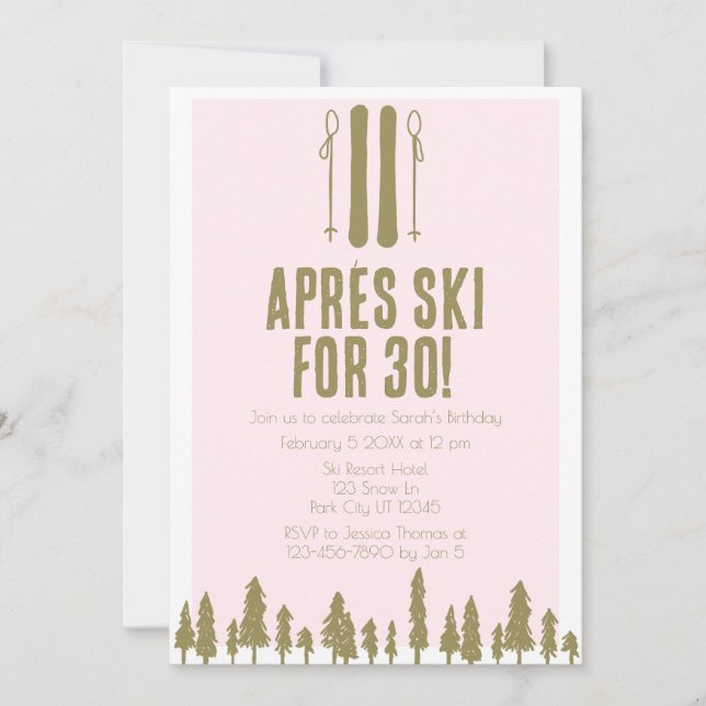 Invitation Hiver de ski d'Apres 30e anniversaire (Devant)