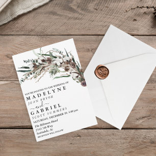 Invitation Hiver Elegant Aquarelle Mariage coton