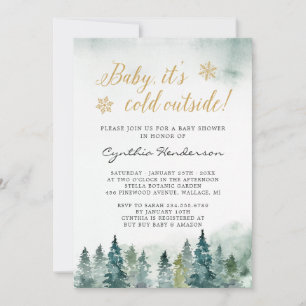Invitation Hiver Elégant Baby shower bébé Il fait froid dehor