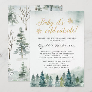 Invitation Hiver Elégant Baby shower bébé Il fait froid dehor