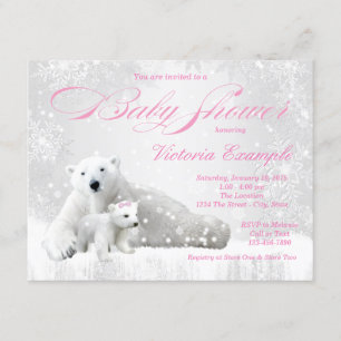 Invitation Hiver Flocon de neige Ours Fille bébé Douche Invit