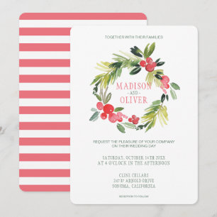Invitation Hiver Floral Aquarelle Wreath MARIAGE
