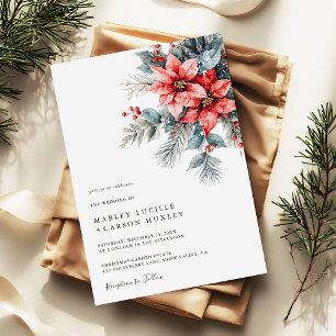 Invitation Hiver Floral moderne Noël Mariage