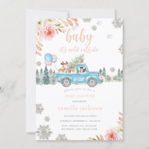 Invitation Hiver Forêt forestière Baby shower animal Invitat