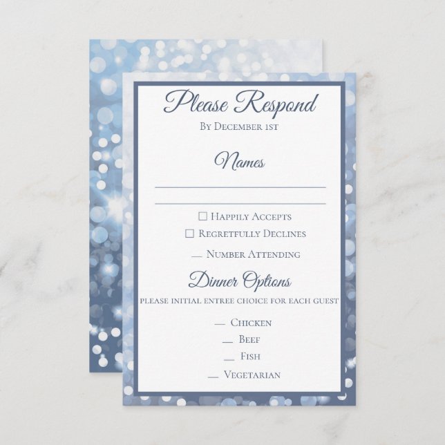 Invitation Hiver Icy Blue Wedding RSVP (Devant / Derrière)