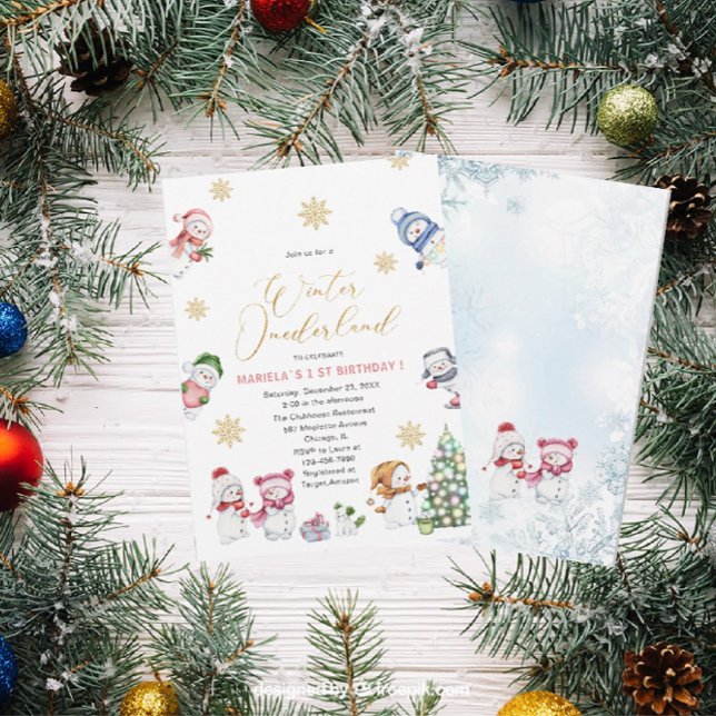 Invitation Hiver Joyeux Noël Snowman Aquarelle Baby Sho (Créateur téléchargé)