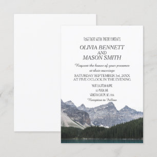 Invitation Hiver Mariage campagnard Rocky Mountain Lake