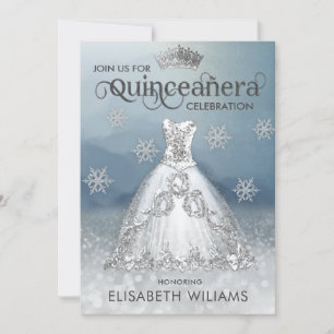 Invitation "Hiver merveilleux Snowflakes tiara Quinceañera