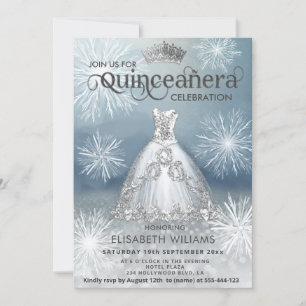 Invitation "Hiver merveilleux Snowflakes tiara Quinceañera