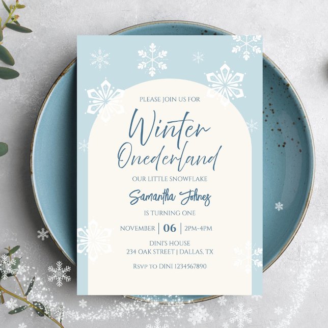Invitation Hiver moderne Notre petit flocon de neige 1er anni (Créateur téléchargé)
