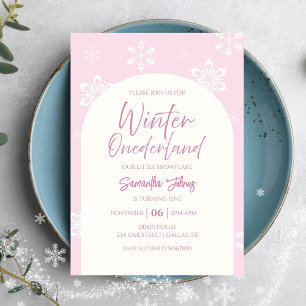 Invitation Hiver moderne Notre petit flocon de neige 1er anni