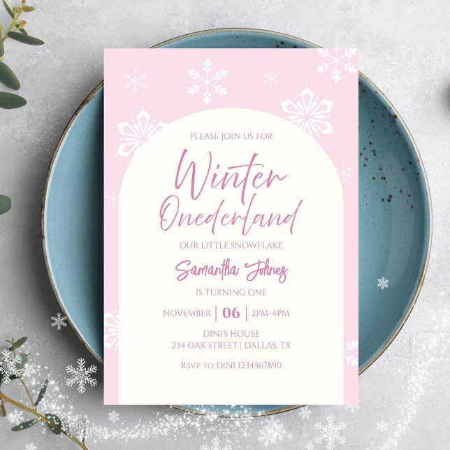 Invitation Hiver moderne Notre petit flocon de neige 1er anni (Créateur téléchargé)