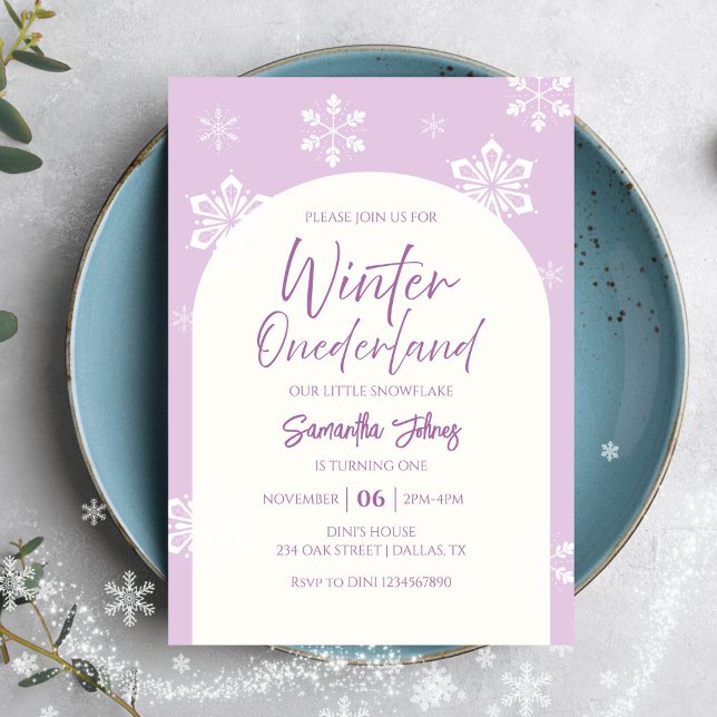Invitation Hiver moderne Notre petit flocon de neige 1er anni (Créateur téléchargé)