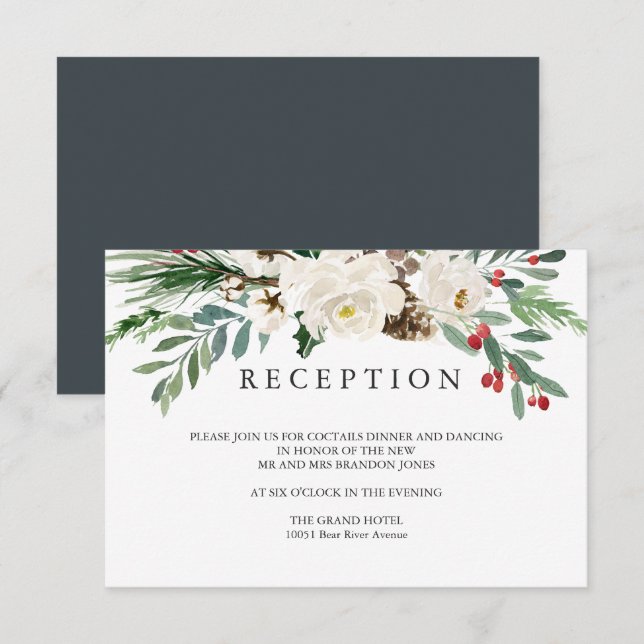 Invitation Hiver Mystique | Enclos pour Réception de MARIAGE (Devant / Derrière)