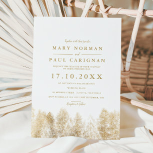 Invitation Hiver neige pinède bleu mariage de Noël