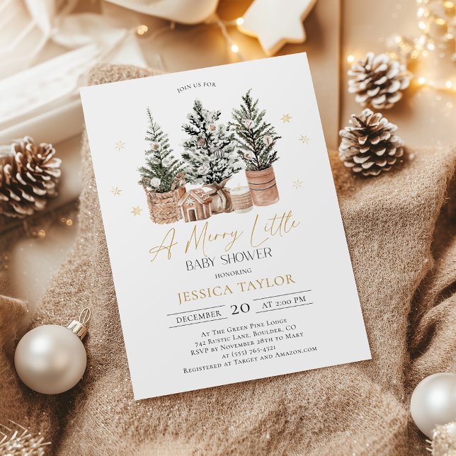 Invitation hiver Noël rustique Un joli petit Baby shower (Créateur téléchargé)