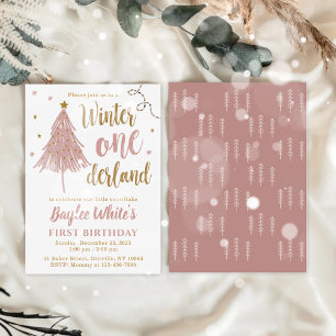 Invitation Hiver ONE derland 1er anniversaire Boho Noël arbre
