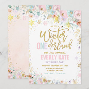 Invitation Hiver ONE derland 1er anniversaire Gold Lilac rose