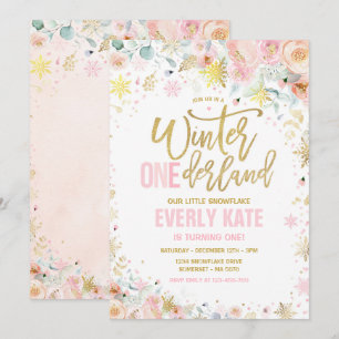 Invitation Hiver ONE derland 1er anniversaire Gold Peach