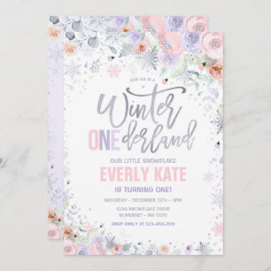 Invitation Hiver ONE derland 1er anniversaire Silver Pink Lil