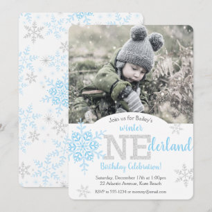 Invitation Hiver ONE derland Blue Silver Parties scintillant